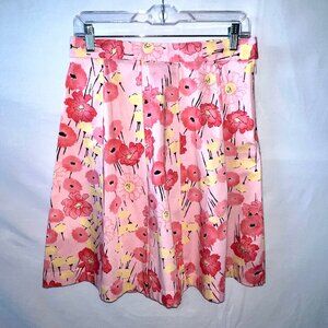 Apostrophe A Line Pink Floral Skirt, Pleated, Size 10 Petite, Lovely! VGC!